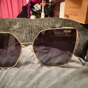 Quay Australia Gold Frame Sunglasses with Black Lenses